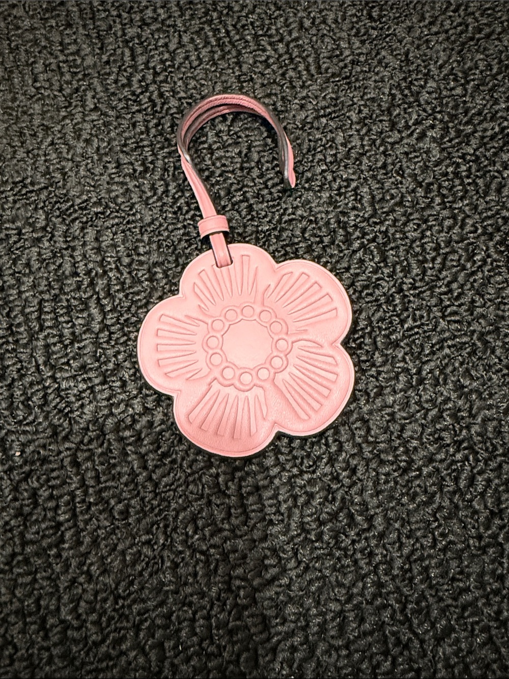 Coach tea flower pink leather charm